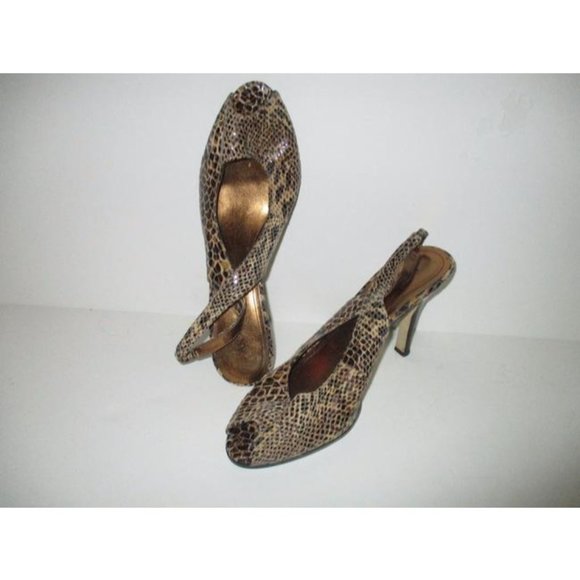 *Anne Klein Taupe Glossy Lizard Print Open Toe - Picture 3 of 9